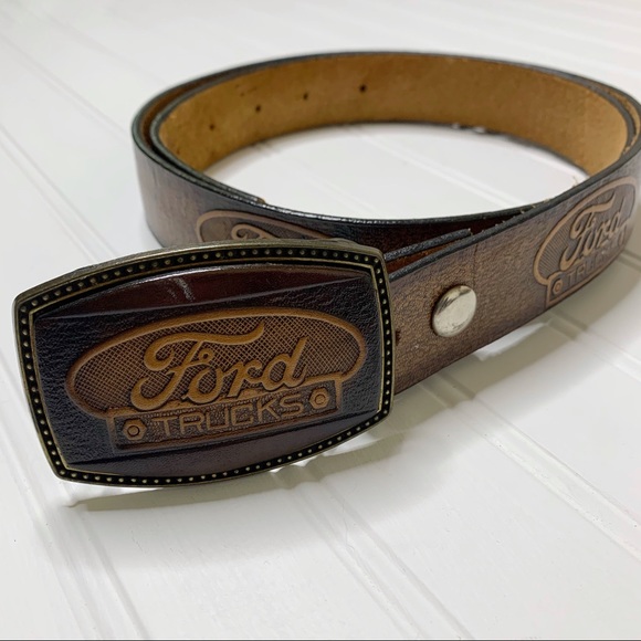 Ford Accessories - Ford Trucks Genuine Leather Belt with Buckle